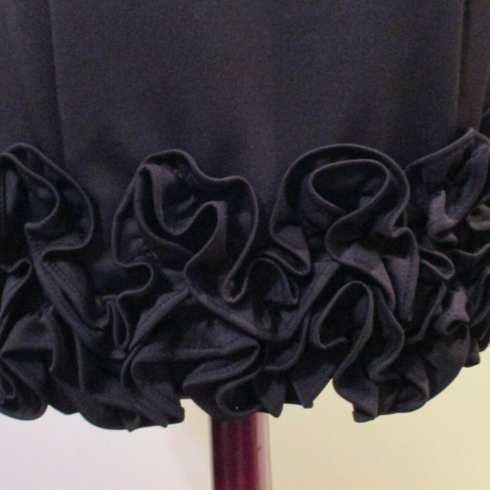 DONNA RICCO BLACK ROSETTE RUFFLE HEM SLEEVELESS COCKTAIL DRESS 4 NWT GORGEOUS!